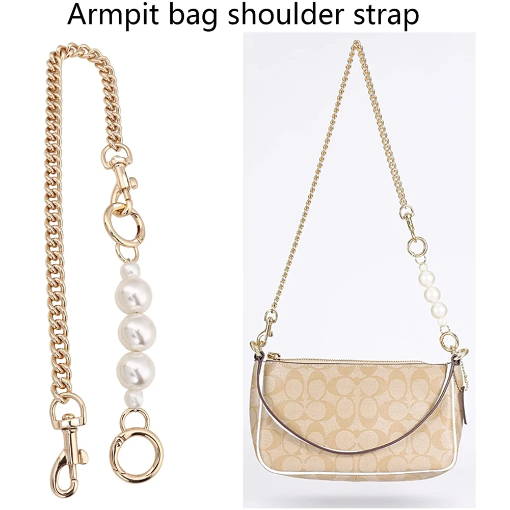 DIY Purse Handle Strap Pearl Bead Bag Chain Replacement Belt Hardware Handbag Shoulder Bag Part Accessories For Women Bag Straps