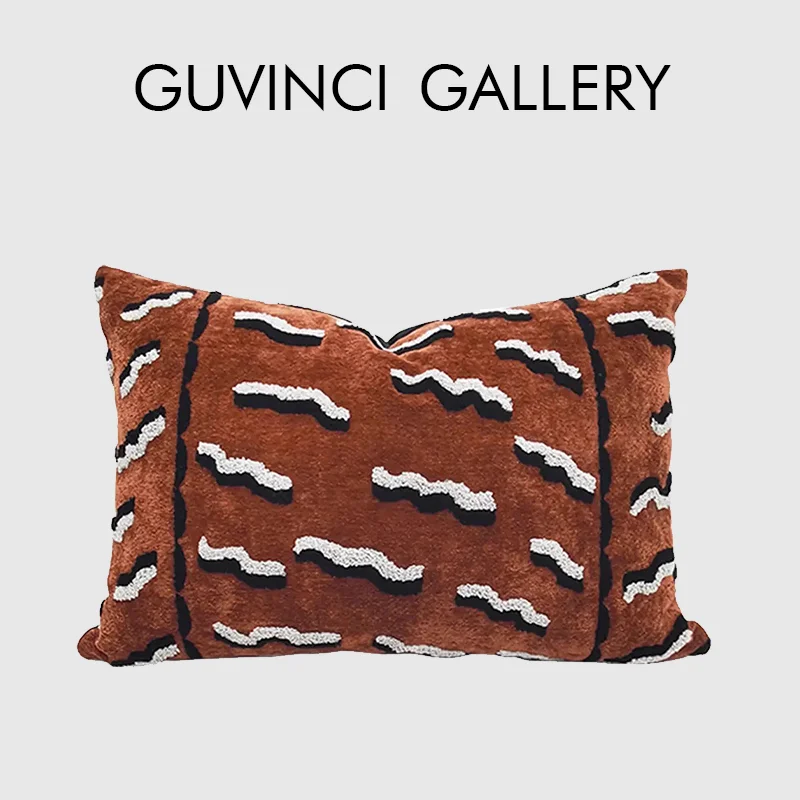 GUVINCI Tiger Beat funda de cojín de lujo Jacquard terciopelo fondo texturizado funda de almohada Lumbar súper suave para Villa Hotel Casa
