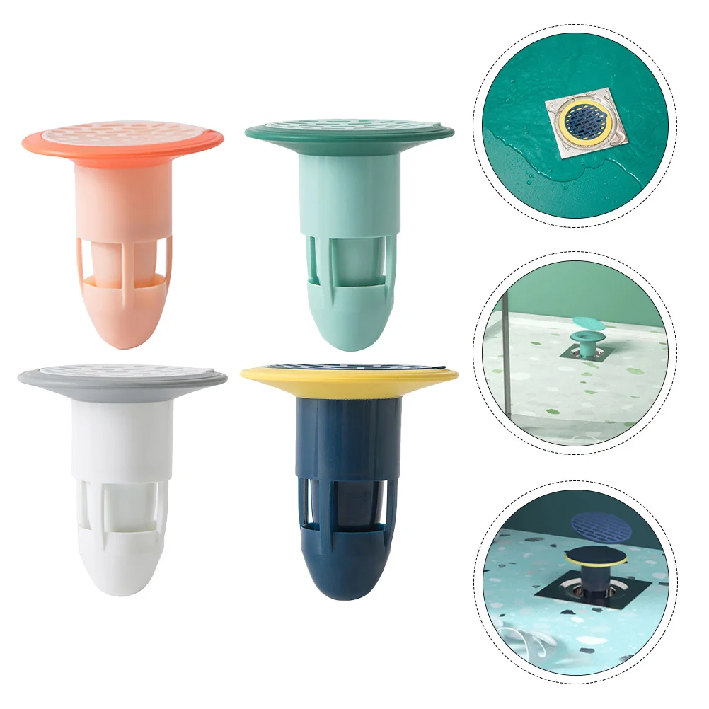 4pcs Odor Proof Core Sewer Backflow Preventer Sealing Abs Tpr Floor Drain Leak Preventer Set