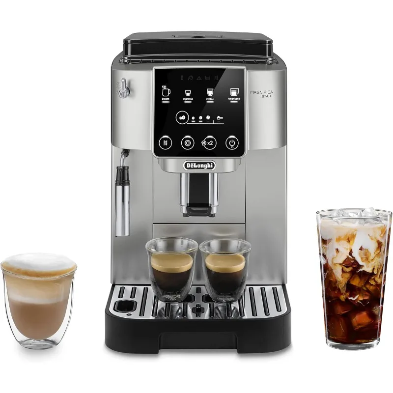 

Automatic Espresso & Coffee Machine with Manual Milk Frother for Latte, Cappuccino, Built-in Grinder, Silver, ECAM22022SB