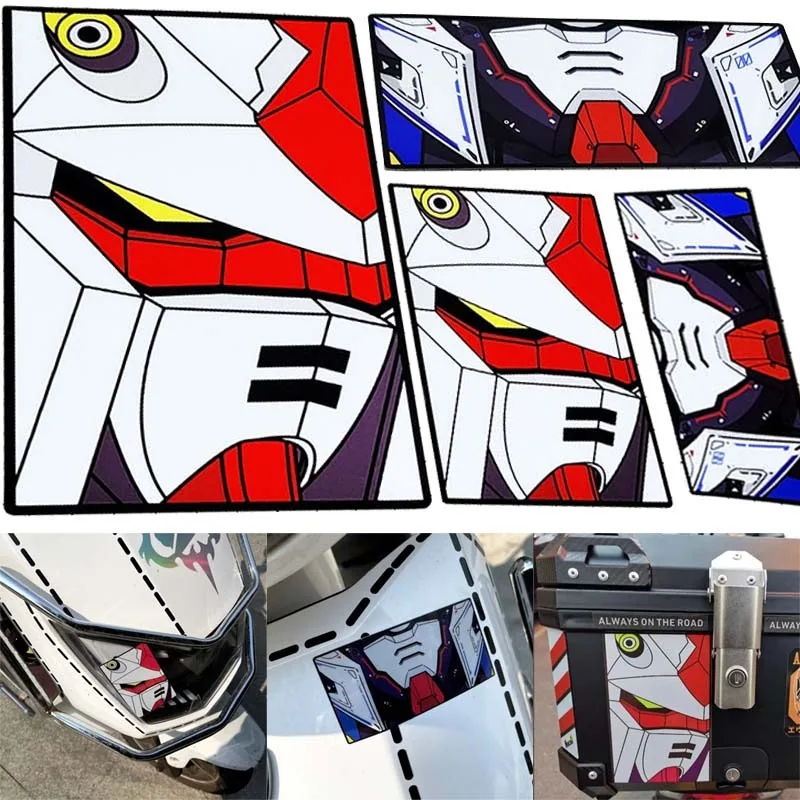 

GUNDAM Cartoon Reflective Stickers for Electric Vehicle Decoration Scratch Blocking Decorative Stickers Cute Helmet Stickers New