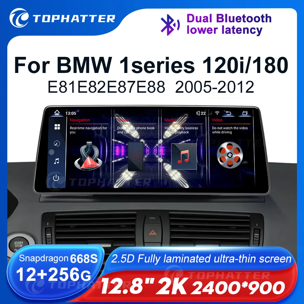 

12.8 2K 2.5D Car Radio For BMW E81 E82 E87 E88 1series Screen CarPlay Android Auto Player Navi Display Head Unit 360 Cam audio