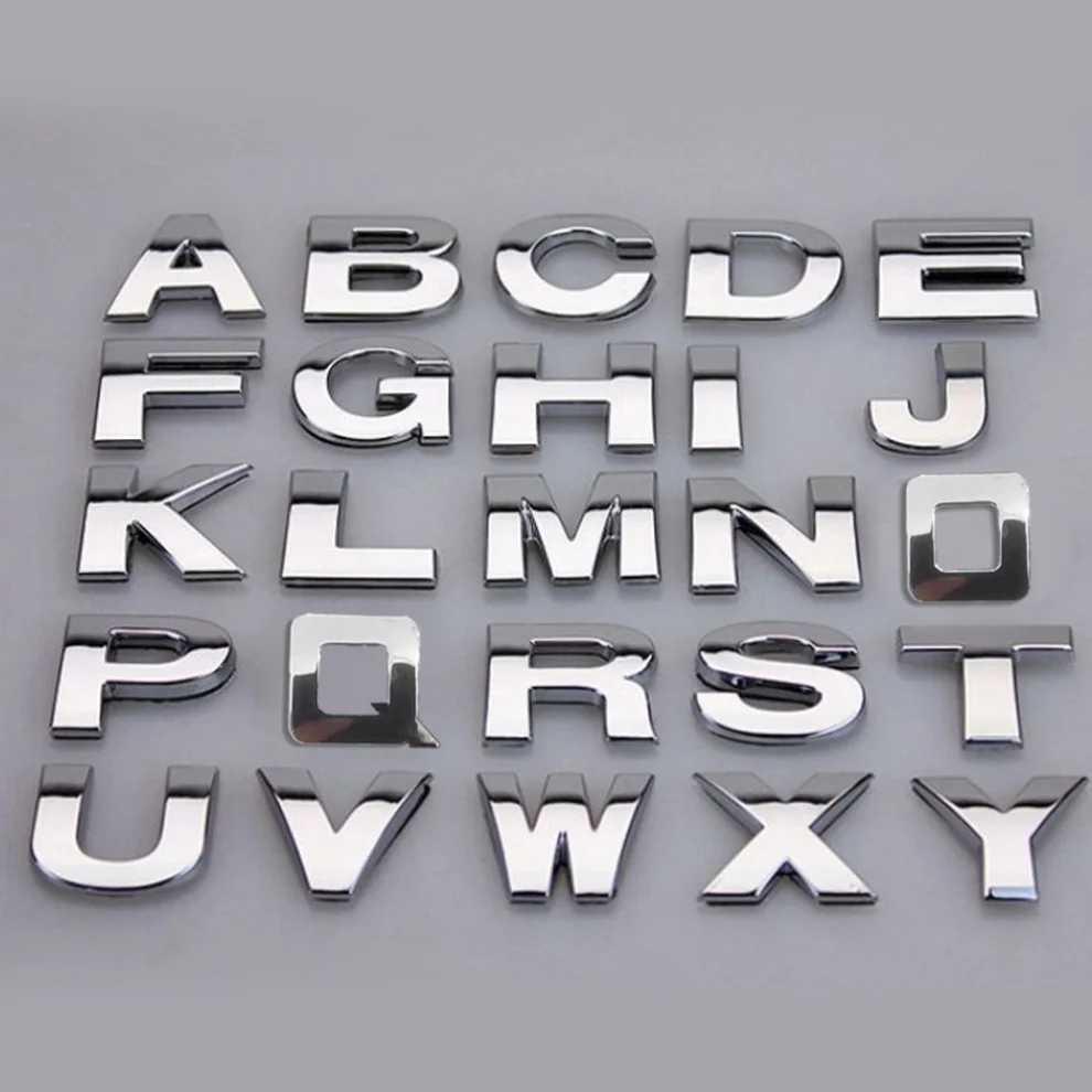 

1Pc 3D Metal Car Sticker Letter Digital Alphabet Emblem Motorcycle Badge Auto Number Decal Decoration 25mm DIY Sticker for Car