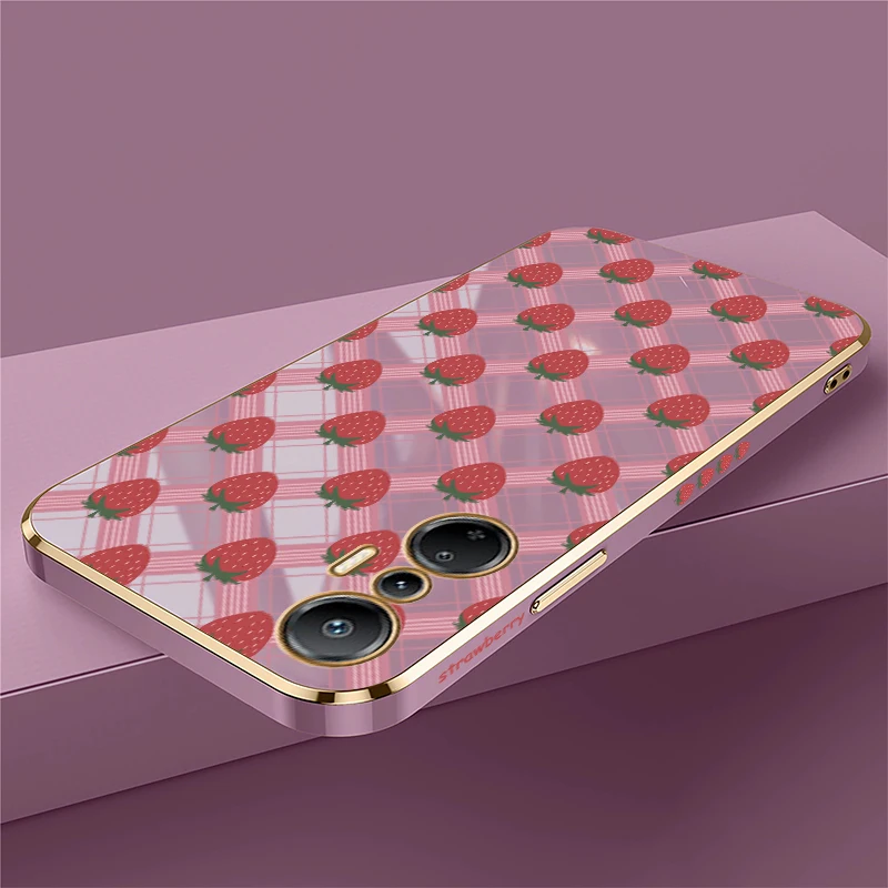 Luxe Aardbei Siliconen Telefoon Case Voor Infinix Hot 12 Spelen 11S 10S NFC 11 2022 10 Lite 10i 10T 9 Spelen 8 Schokbestendige Soft Cover