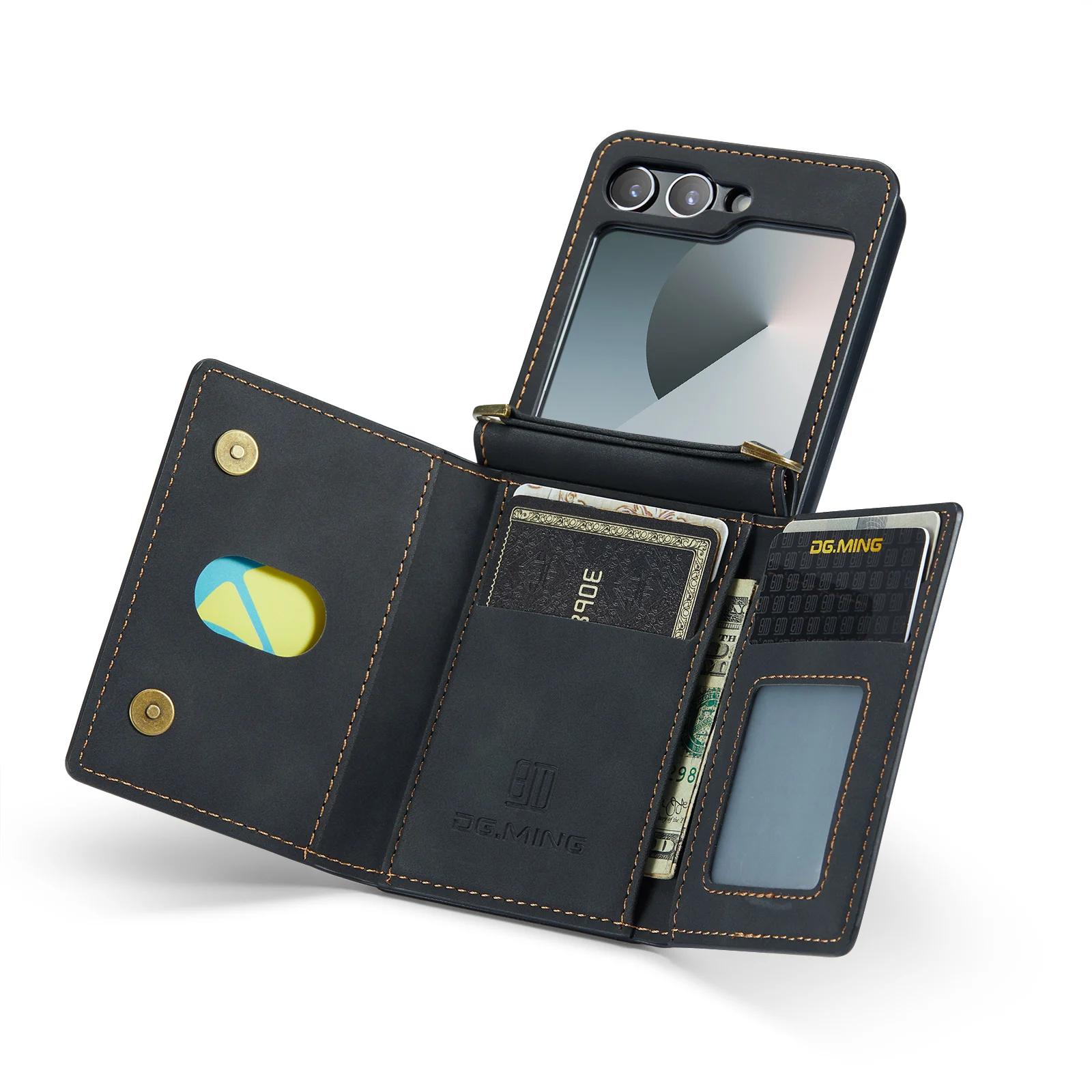 Portemonnee-hoesje voor Samsung Galaxy Z Flip 7 6 5 4 3 7FE schokbestendige hoes met beschermende lederen kaarthouderzak