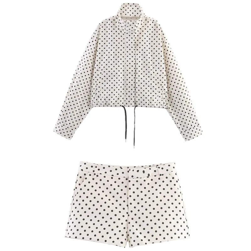 

Осень 2023, женский свободный универсальный комплект Long Sve Jaet And orts в горошек, модная летняя коллекция для поездок на работу