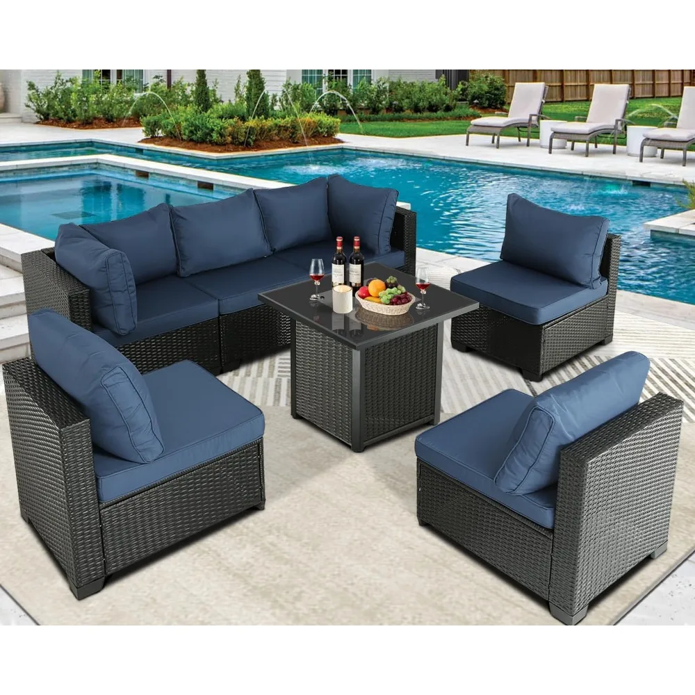 Patio Furniture Sets Outdoor Sectional PE Rattan Outdoor Furniture Patio Conversation Set with Cushions for Balcony Lawn and Gar