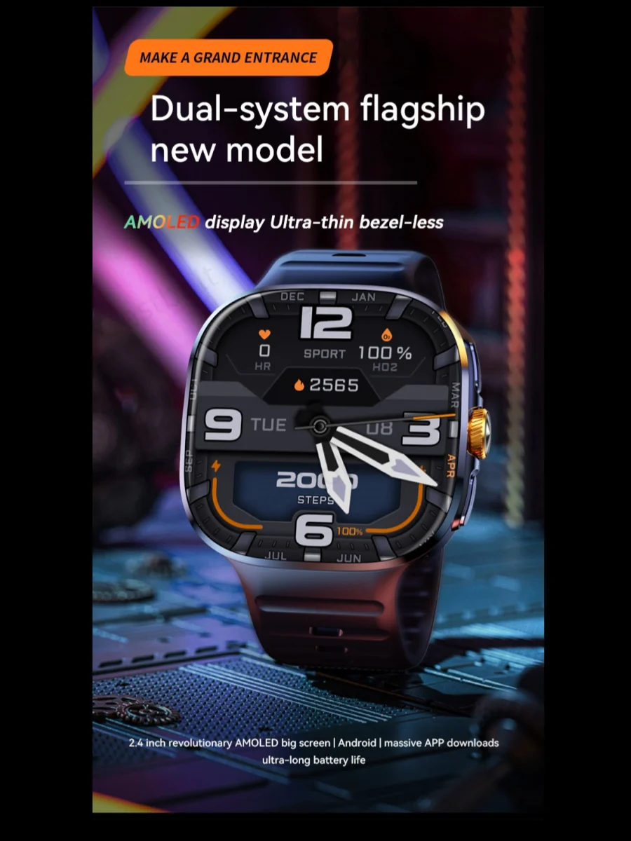 Nieuwe M99 5G mobiele versie smartwatch 2,4 inch Amoled groter scherm Android 10 smartwatch met roterende camera Sim-kaartsleuf WIFI - afbeelding 2