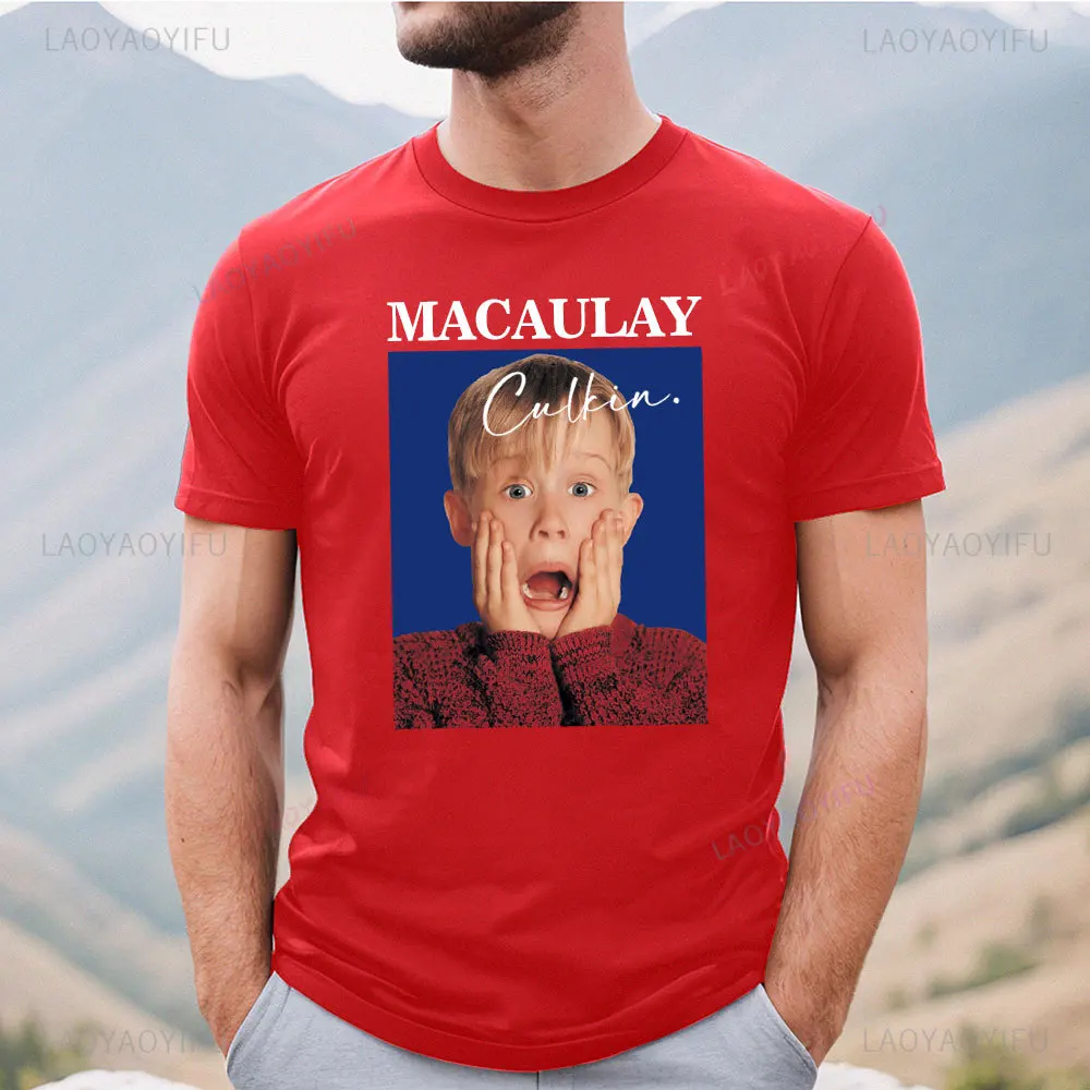 Fashion Europe and The United States Classic Home Alone Macaulay Culkin Movie Retro Trend Merry Christmas Short-sleeved T-shirt