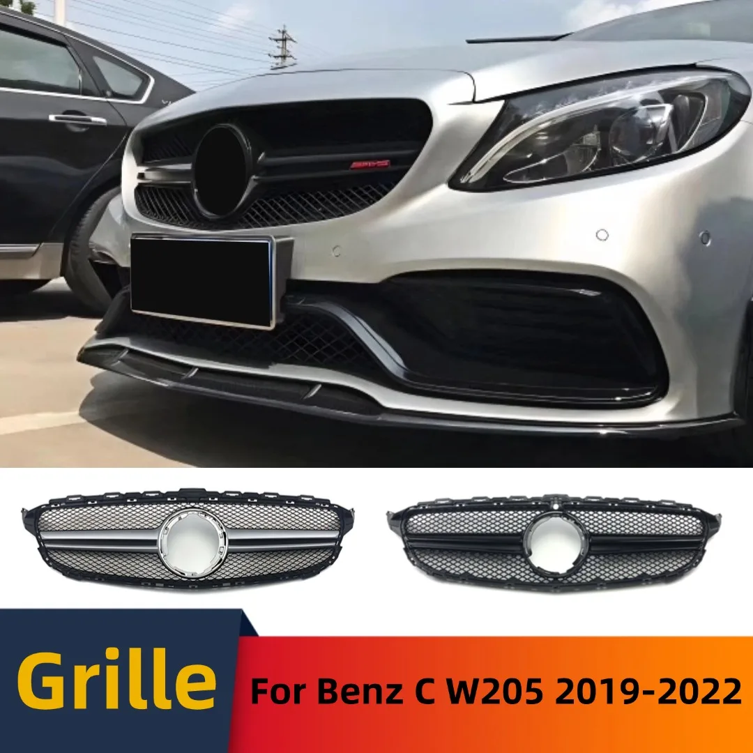 

For Mercedes Benz C class W205 C205 2019-2022 C180 C200 C260 C250 C300 Tuning Accessories Front Bumper Mask Grid Grille Grill
