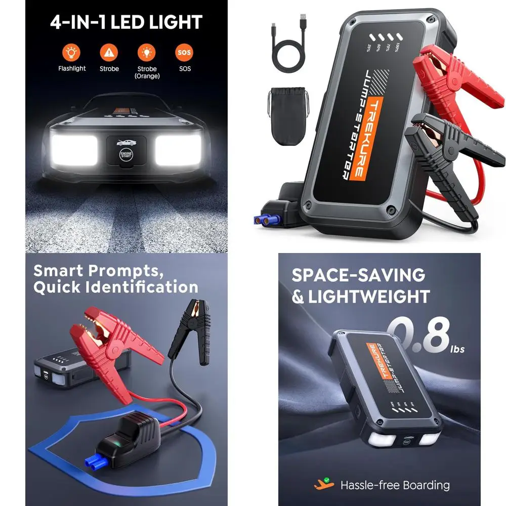 

Портативный автомобильный аккумулятор, стартер 4000А, 16800 мАч, перемычка для автомобильного аккумулятора, портативные перемычки для автомобиля (8,0 л газ/6.