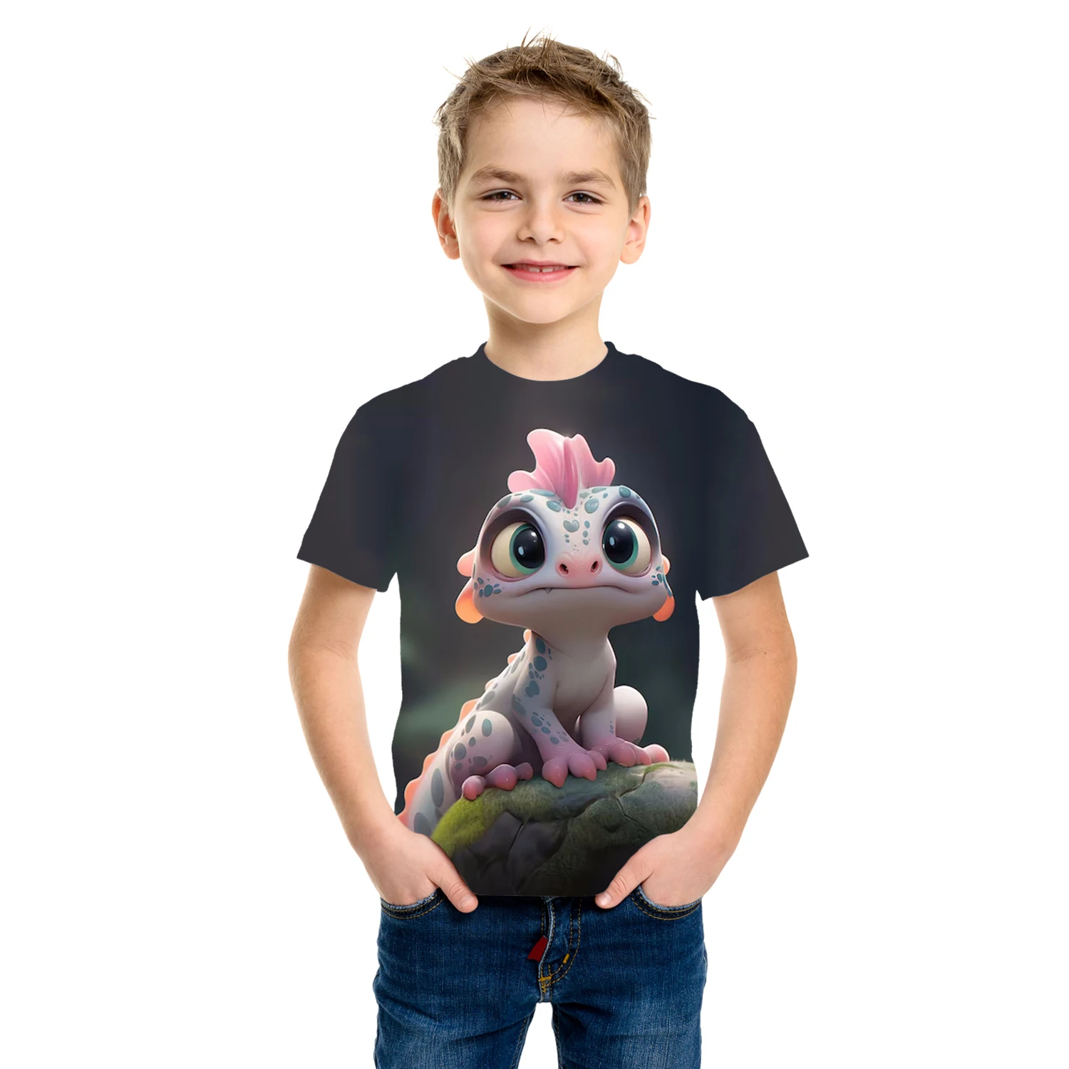 Children Clothes for Boy Short Sleeve Children's T-Shirts 3D Dragon Print Funny Children's Clothing Cartoon Kids Summer Clothes