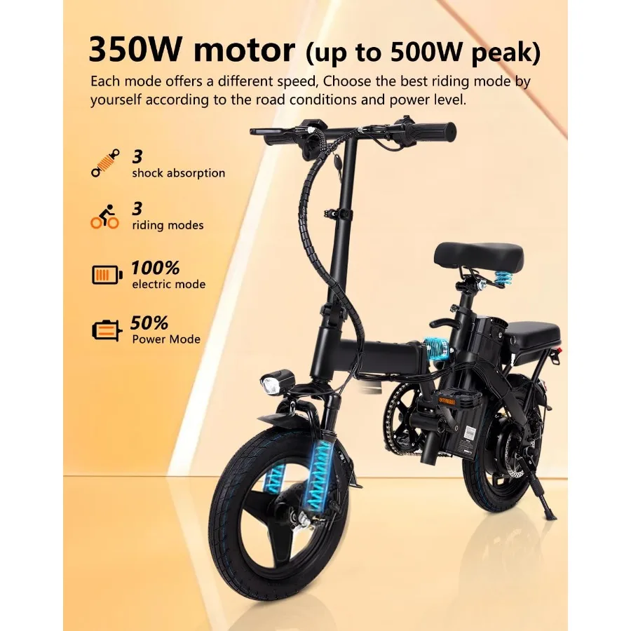 دراجة كهربائية قابلة للطي بمحرك 500 وات وبطارية 576 وات في الساعة للتنقل في الحضري تقدم نطاق يصل إلى 35 ميلًا وشركة السرعة العليا 20 ميل في الساعة