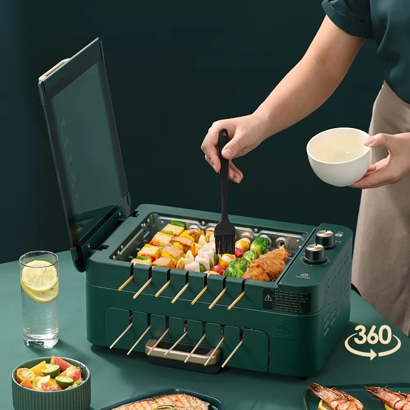 

Automatic Barbecue Machine Multi-functional Smokeless Electric Grill Automatic Rotary Barbecue Machine Timing Knob Operation