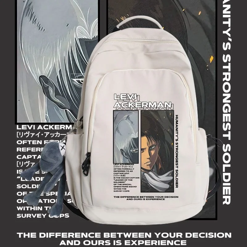 Anime Attack On Titan Levi Ackerman Backpack Teenarges Schoolbag Laptop Bag Children Boys Fashion Travel Outdoor Bags+Toy