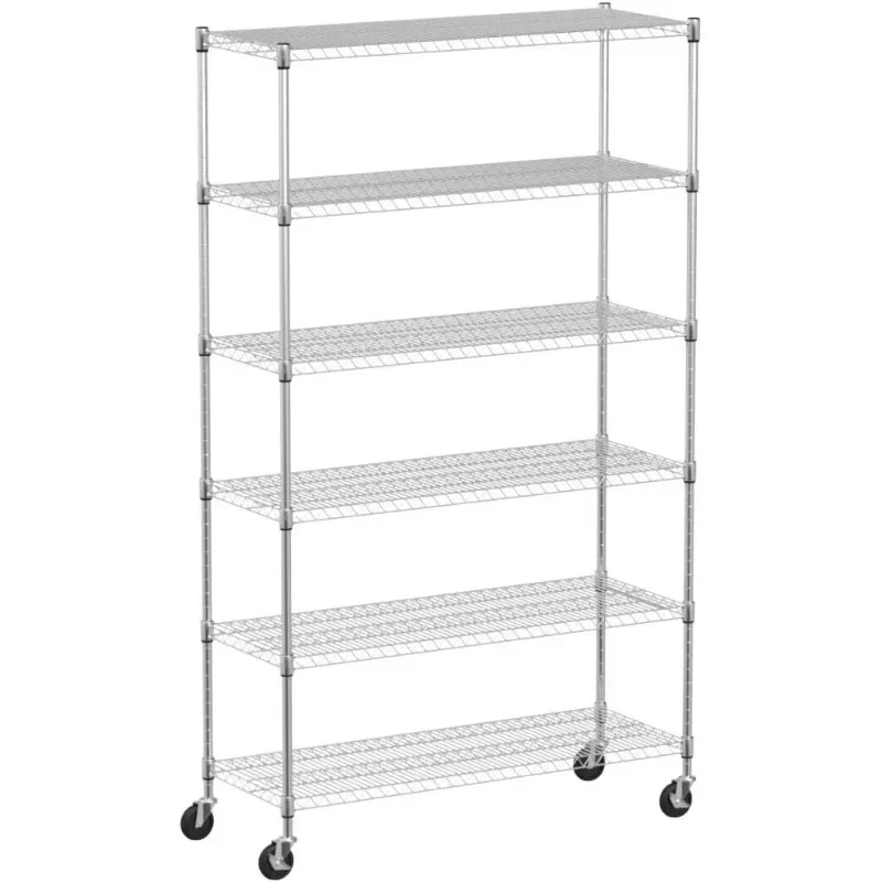 Storage Shelves 2100Lbs Capacity, 6-Shelf on Casters 48