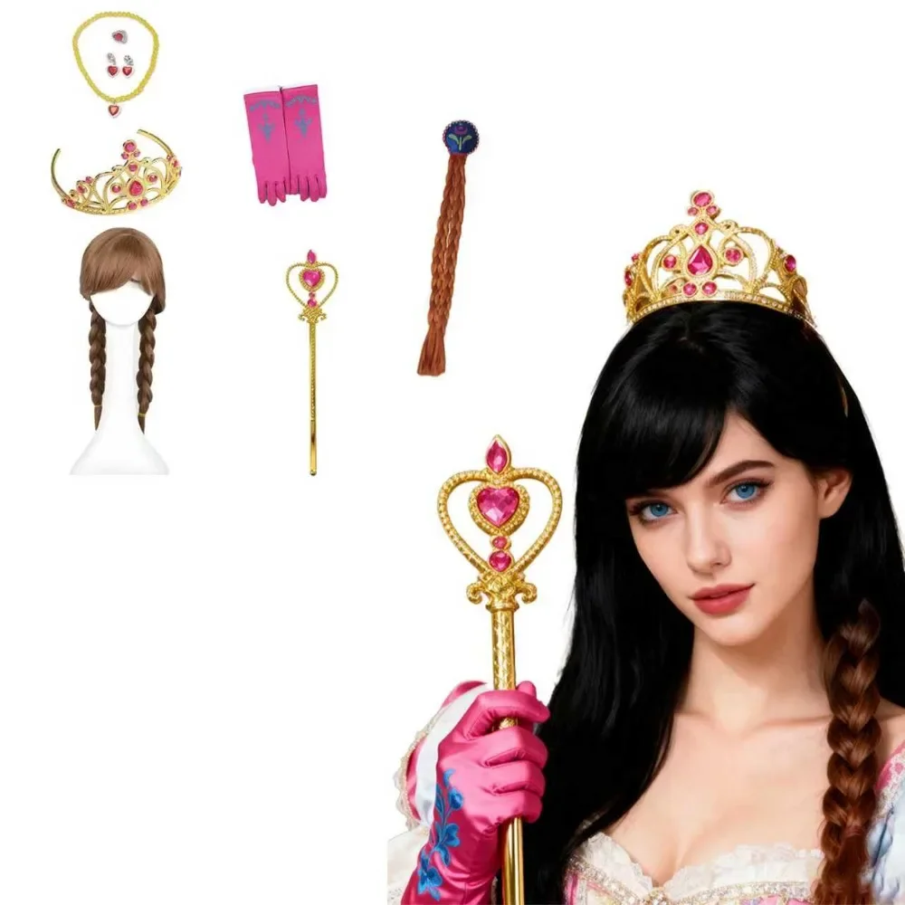 ชุดเครื่องประดับเจ้าหญิง PESENAR: มีมงกุฎ สร้อยคอ และถักเปีย เหมาะสำหรับงานปาร์ตี้ธีมเจ้าหญิง