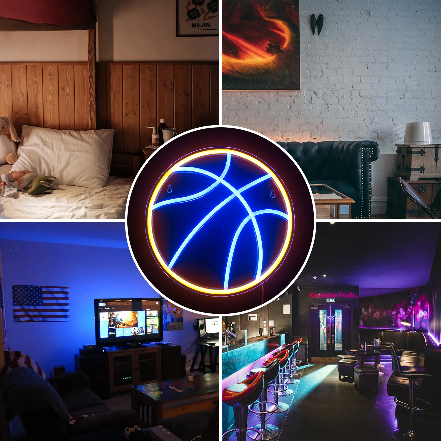 Enseigne au néon de basket-ball, décoration murale de chambre à LED, USB 62, lumières acryliques pour salle de sport, fête, décoration de club sportif, lampe avec logo artistique