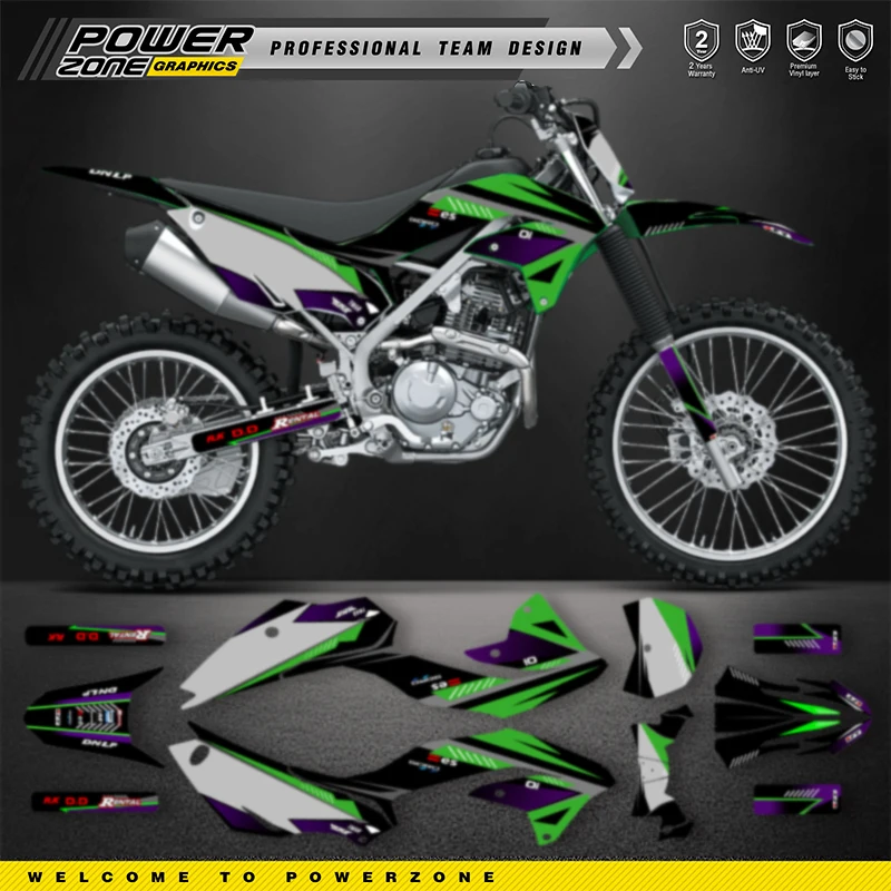 

PowerZone пользовательские графические фоны для команды наклейки 3 м для Kawasaki 2020 2021 2022 2023 KLX 230 230R мотоцикл 05