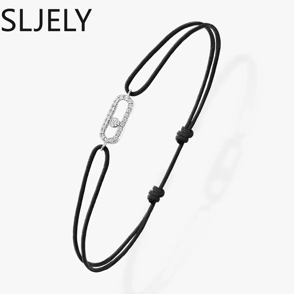 Luxury 925 Sterling Silver Move Stone Multicolor Hand Woven Rope Adjustable Bracelet Activity Zircon Women Men Fashion Jewelry