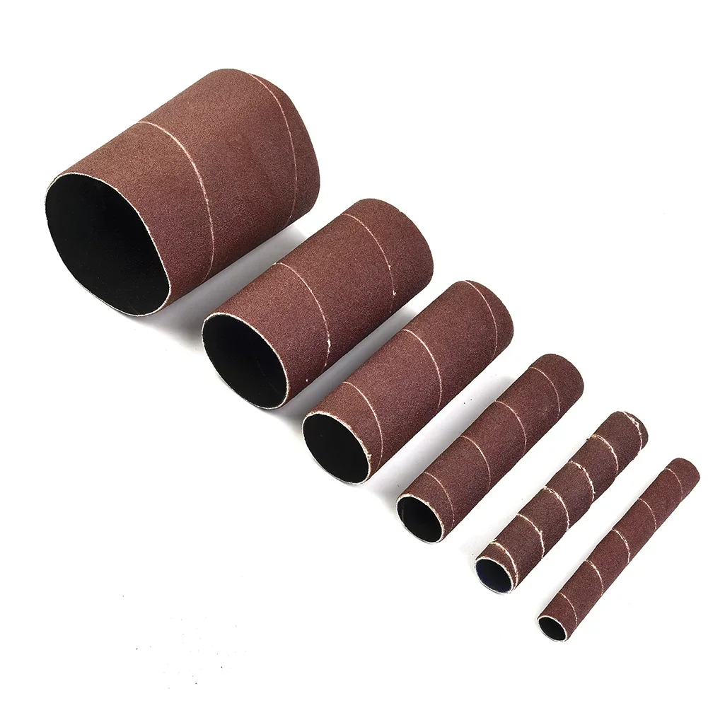 6pcs 80/120 Grit Sanding Paper Sleeve Kit Alumina Sanding Paper Drum Polishing Wheels For Polishing Metal Wood Jade Plastics