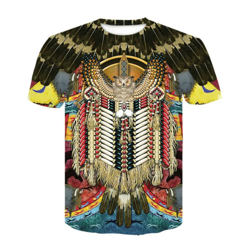 Bohemian style polyester T-shirt men\'s 3D stretch T-shirt Indian design couple streetwear fashion apparel 2022