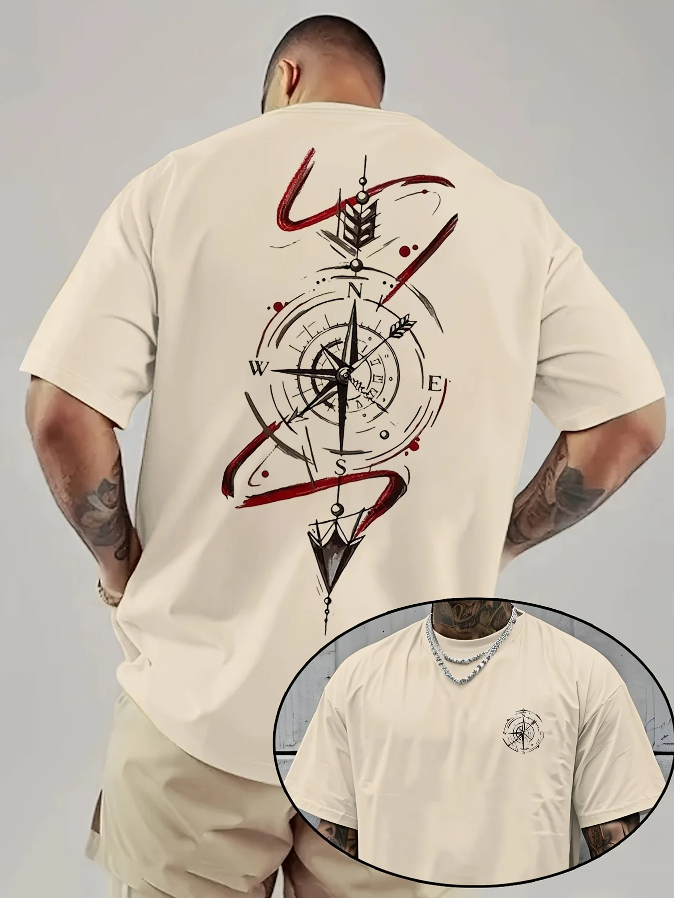 Sommer 100% Baumwolle Herren T-Shirt Weicher Atmungsaktiver Stoff Modisches Muster-Design Bequeme Passform Geeignet für Tägliches Hausgebrauch