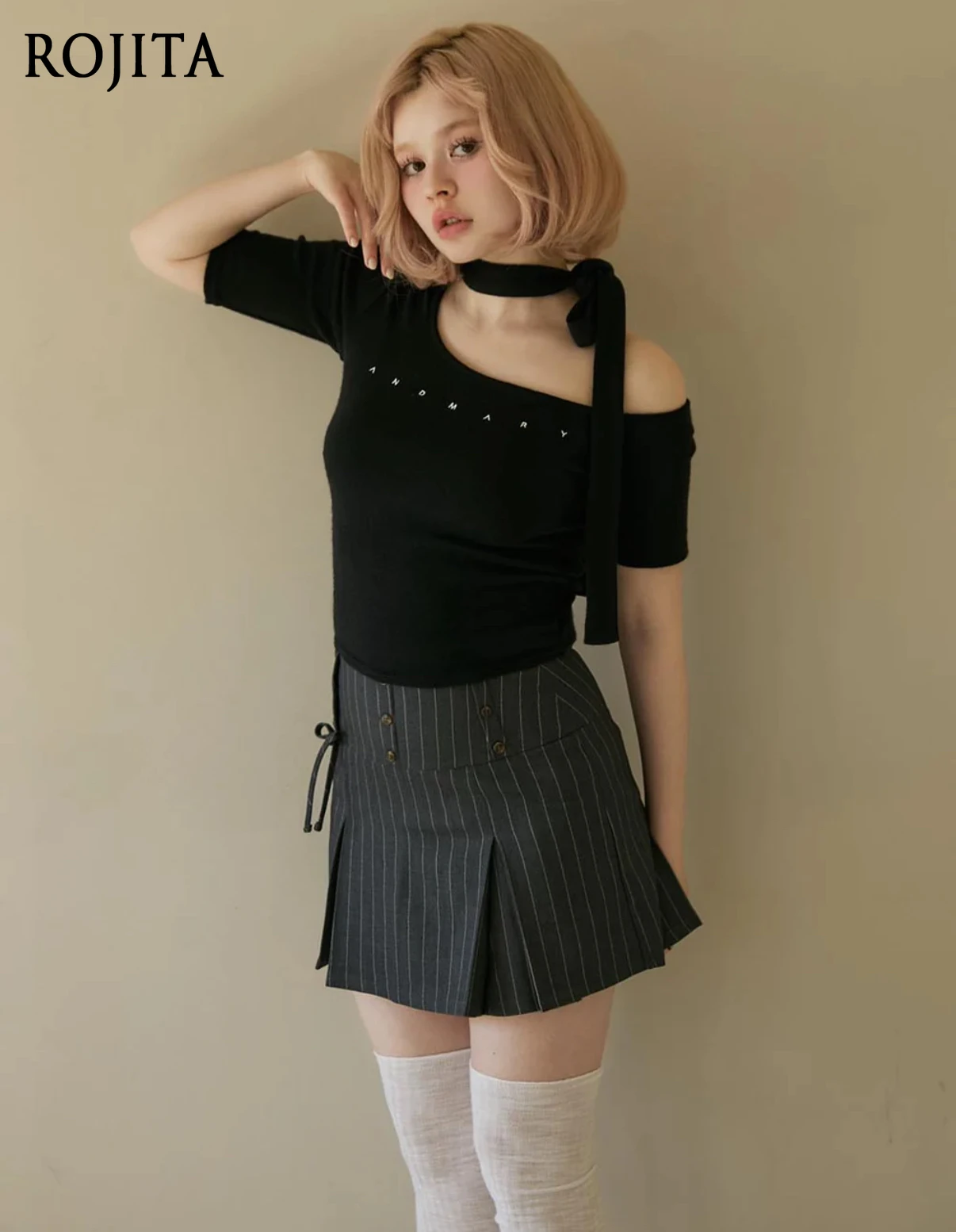 

Japanese Striped Design Skirt Women's Sweet Girl A-line Pleated Skirt 2025 Summer New Mini Kawaii Skirt Black Skirts