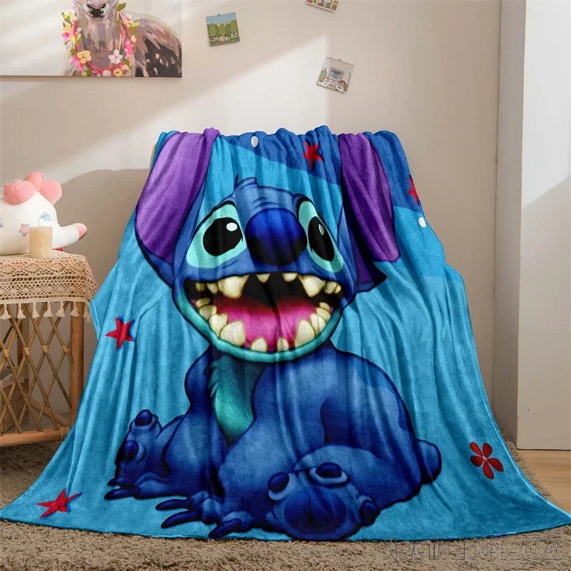 Disney-Couverture Stitch imprimée en 3D pour enfants, jeté de lit, décor de canapé, couvertures de sieste souriantes, cadeau mignon pour enfants, garçons et filles