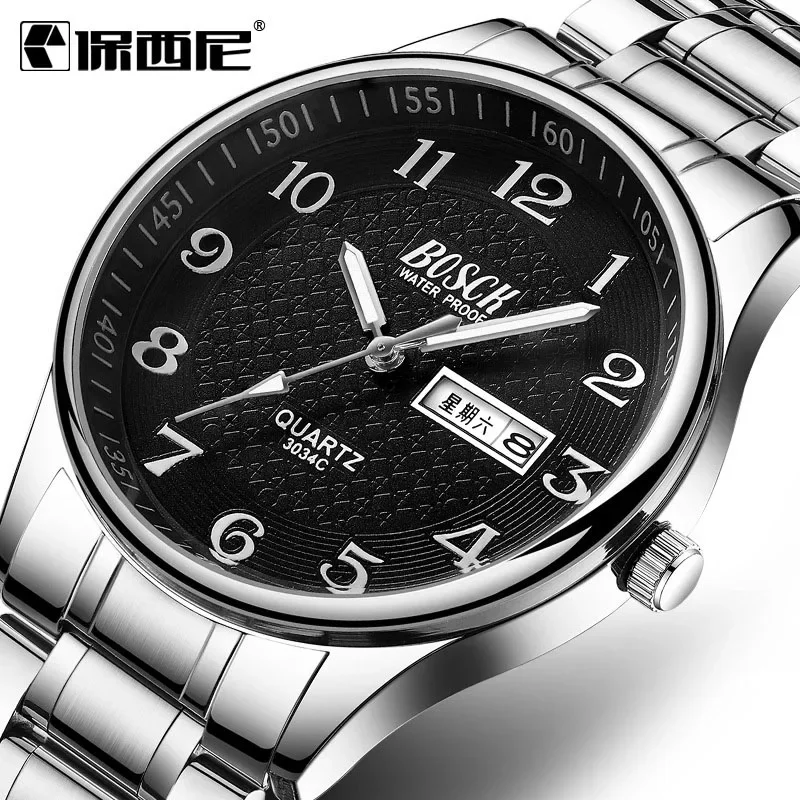 BOSCK Calendar Men\'s Watches Business CalendarWaterproof Luminous Number Quartz Wrist Watches And Clocks Relogio Masculino