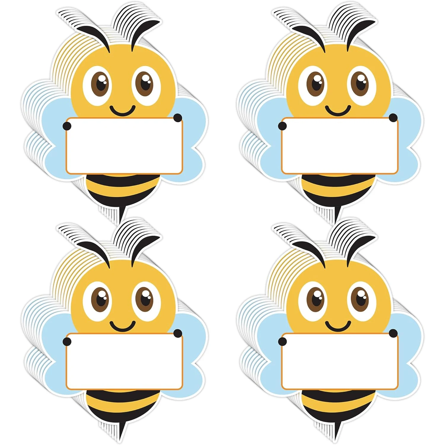 12Pcs Bee Cutouts Name Tags Decorative Paper Cutouts With Blank Writing Area For Bulletin Board Classroom Wall Party Decorations