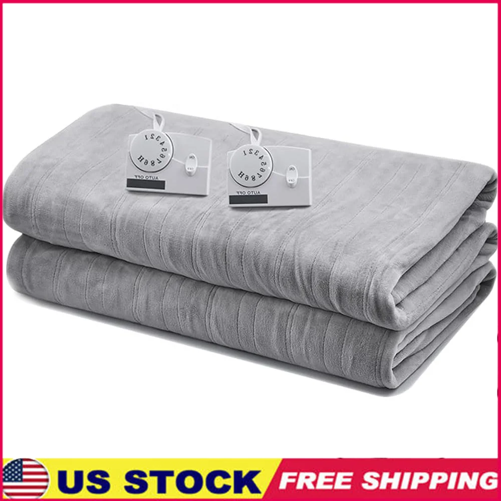 

Electric Heated Blanket Warmth Adjustable 10 Heat Settings Fast Heating 10 Hours Auto Shut Off Flannel Machine Washable Blankets