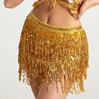 Sexy Sequins Tassel Dancewear Mini Skirt Women Clothes Jupe Femme Belly Dance Skirts Ladies Faldas Performance Stage Bottom Saia - Image 2