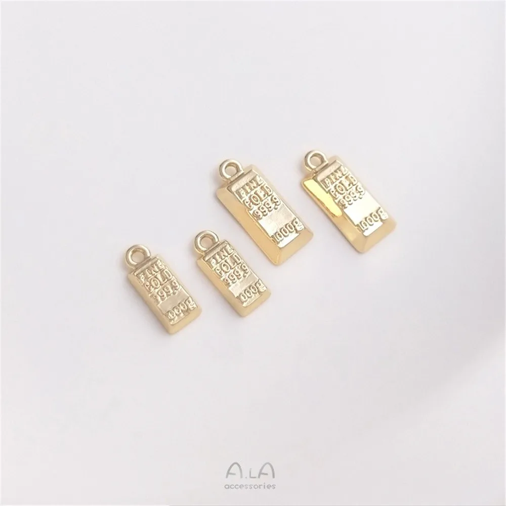 

Copper Bag 14K Gold Color Small Gold Brick Pendant Rich Gold Bar Gold Nugget Handmade Jewelry Diy Bracelet Necklace Pendant
