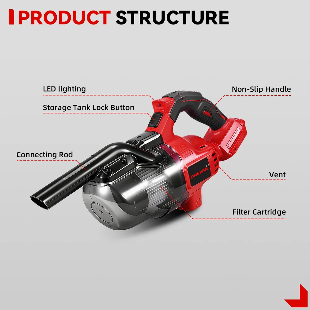 ONEVAN 16000PA Cordless Aspirapolvere Elettrico Tenuto In Mano Multifunzionale Pulizia Del Pavimento Utensili Elettrici Per Makita 18V Batteria Spille