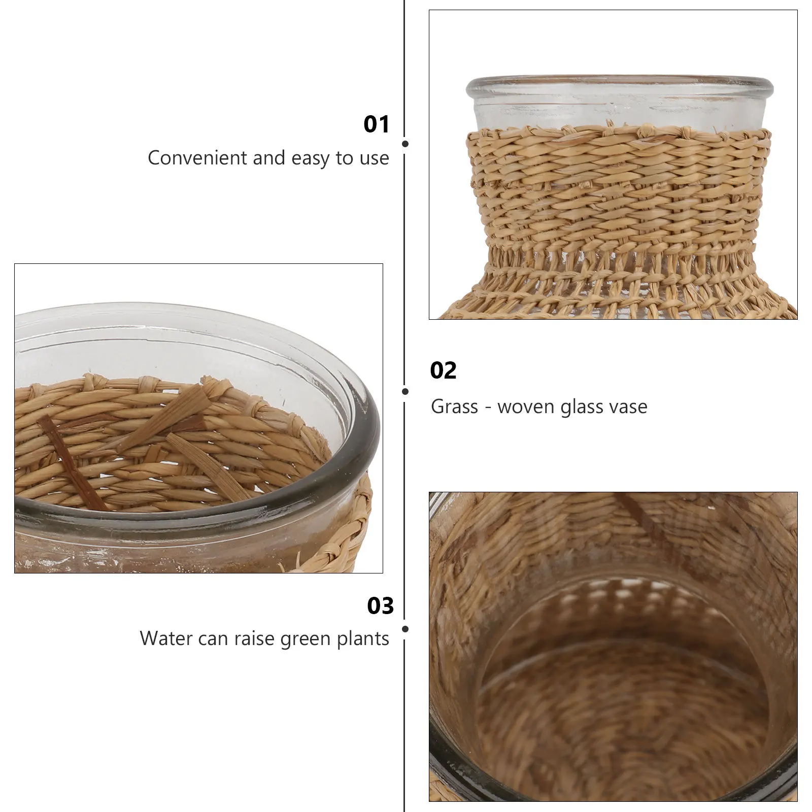 

1Pcs Woven Flower Vase Home Decoration Flower Container Khaki Premium Material Home Vase Chic Desktop Decor