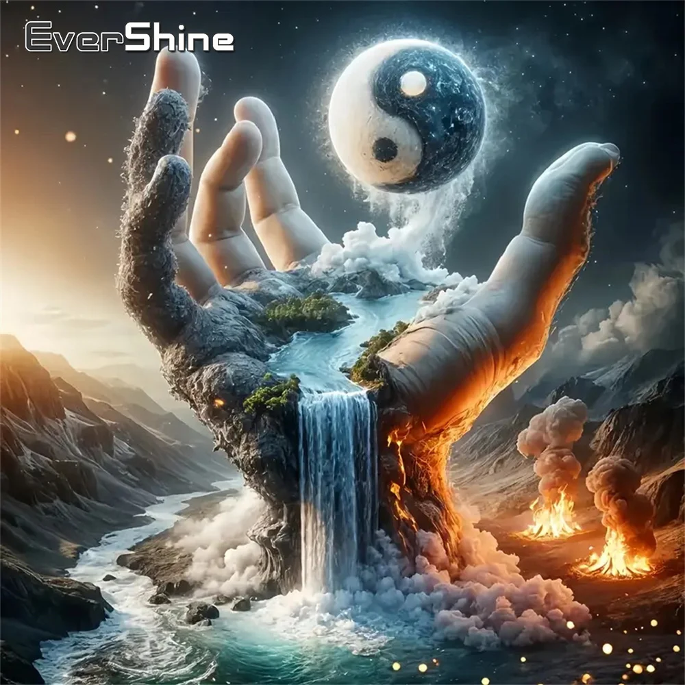 Evershine Neue Ankunft Diamant Mosaik Hand Wasserfall Landschaft Malerei Tai Chi DIY Voll Platz Runde Diamant Stickerei Fluss