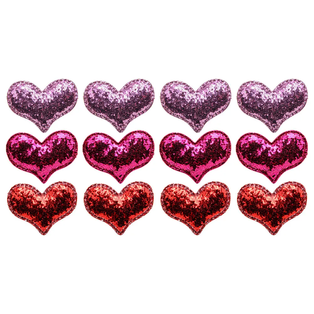 

12 pcs Glitter Heart Hair Clips Decorative For Little Girl Birthday Party Christmas Festival Cute Accessories Duckbilled Hair