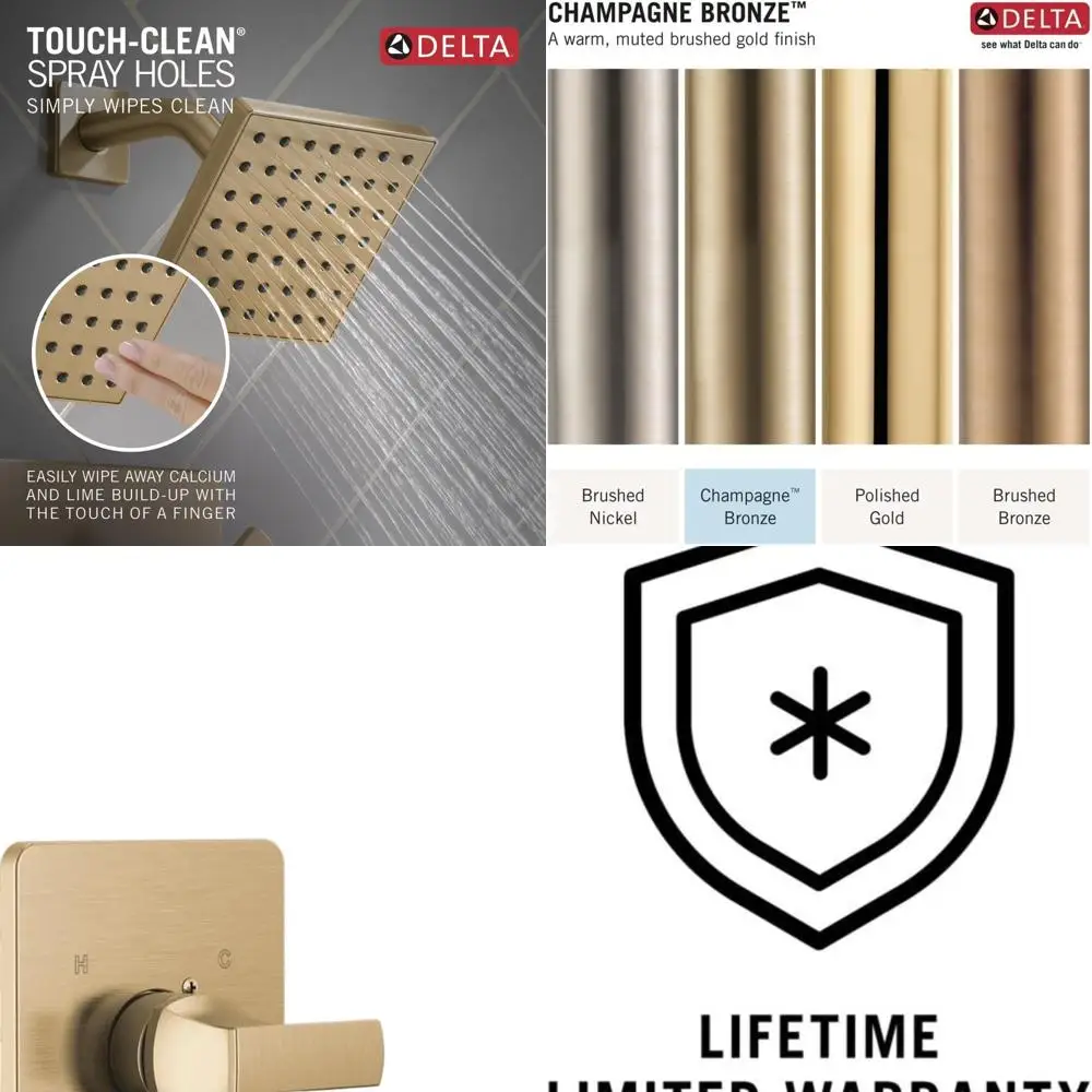 

Champagne Bronze Velum 14 Series Shower Set with Brushed Gold Head & Handle, Valve Trim Only (Valve Not Included)