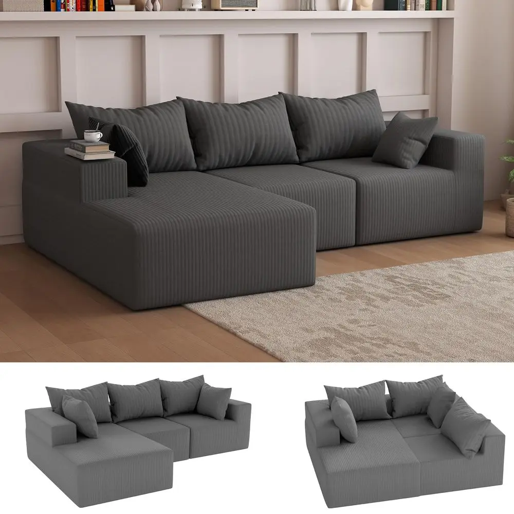 Sectional Sofa,Modular Convertible LShape Sofas,holstered Couches with Deep Seat,PetFriendly Sponge Sofa for Living Room Bedr