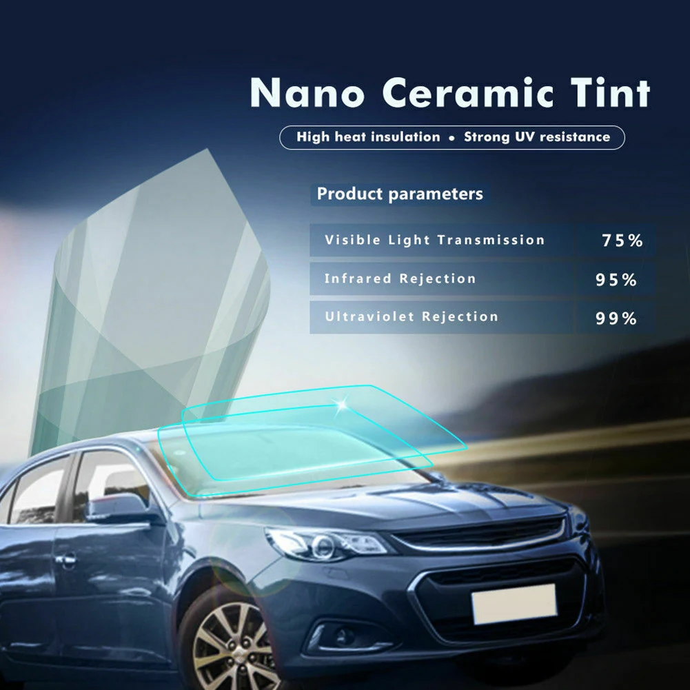 Film Car Casement Film 1pc Light Blue PET Protector Sunshade Tinting Film 1 Piece 152cmx50cm 75%VLT Waterproof