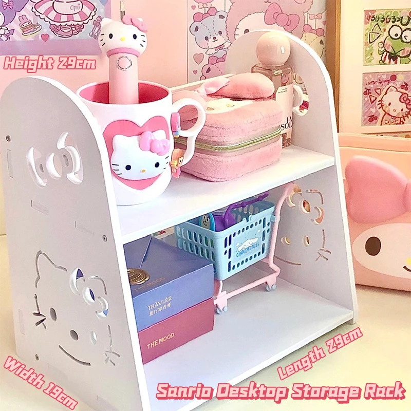 Sanrio Hello Kitty Desktop Storage Rack Kuromi Cinnamoroll Multi-layer Bookshelf Cosmetic Sundries Organizer Dormitory Home Gift