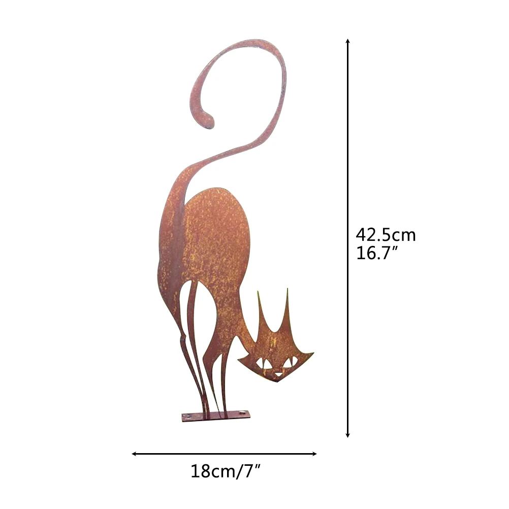 Metal Cat Silhouette Decorative Garden Stake Sculpture Halloween Outdoor Yard Decor Lawn Ornaments