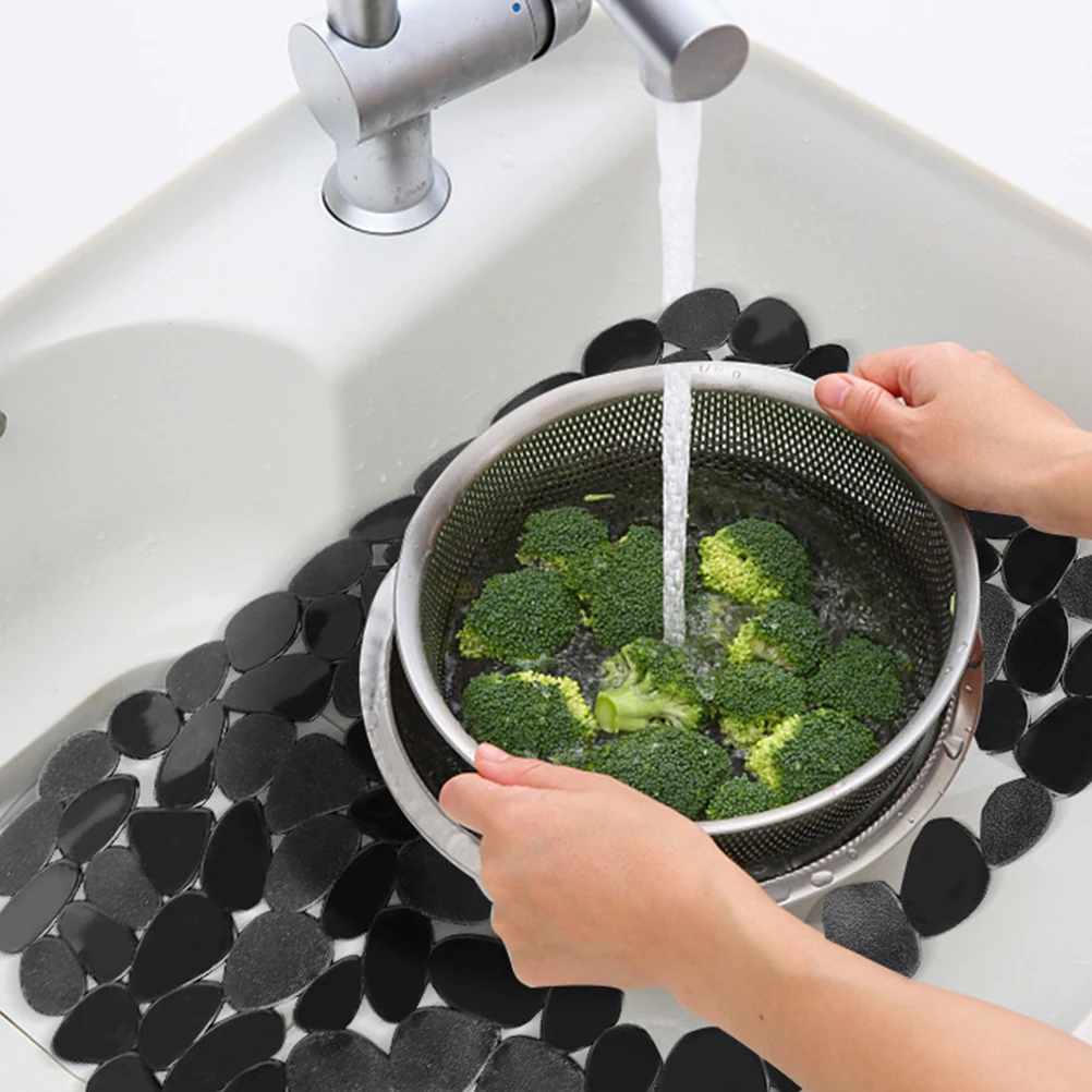 

2pcs PVC Mat Kitchen Sink Protector Anti Skid Drying Drain Board Mat for Home Use Hollow Design Easy Storage Water for Ceramic