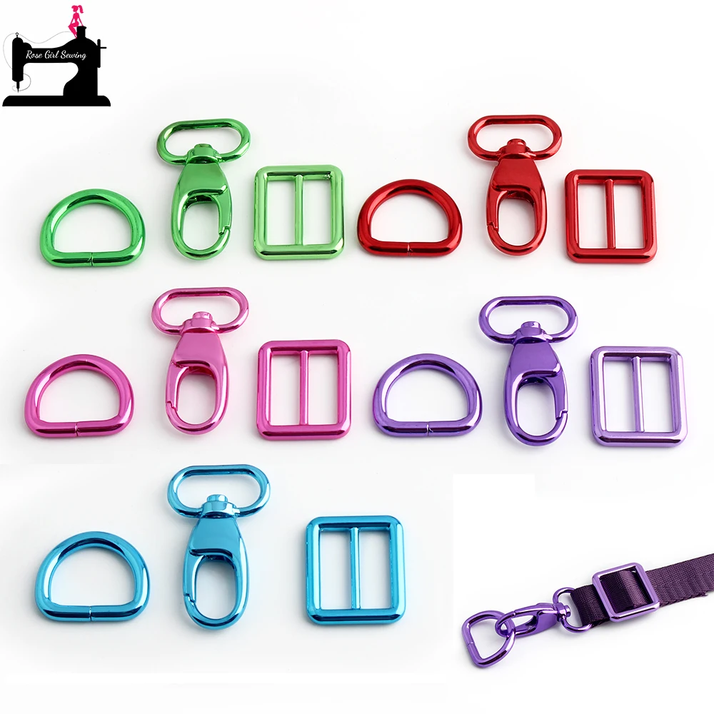 

1/5Sets 25mm Metal D ring Tri Glide Adjuster Clasp Dog Collar Hooks For Bags Handbag Trigger Swivel Lobster Clasp Accessories