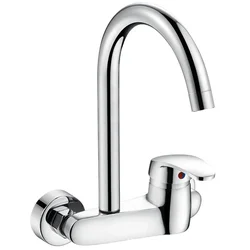 Rubinetto della cucina Rubinetto per acqua calda fredda a parete Lavello rotante Miscelatore per lavabo Ottone cromato Maniglia singola Balcone Mop Rubinetto per piscina