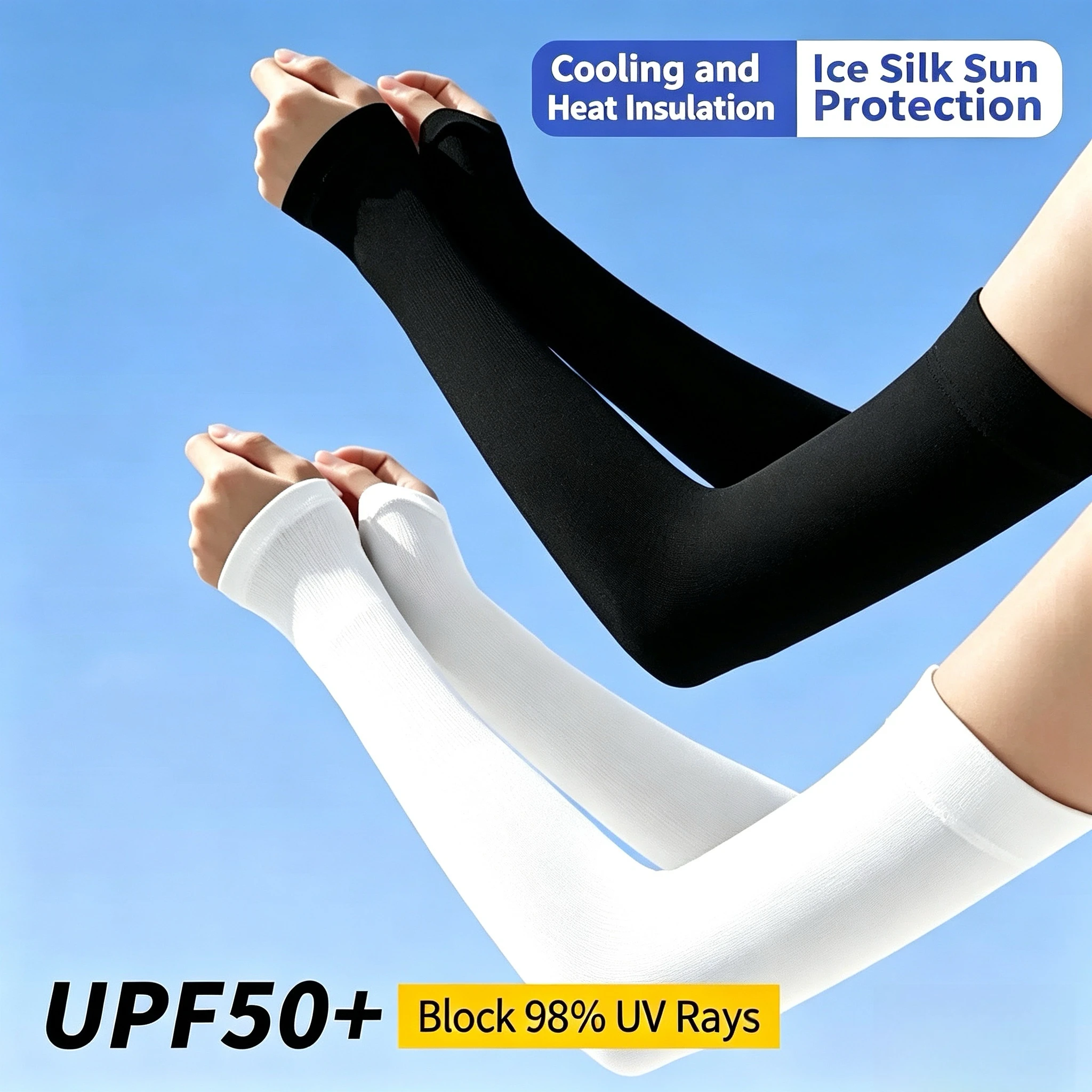 

Ice sleeves, sun protection sleeves, men's and women's ice silk sleeves, outdoor sports arm protection, UV protection, solid col