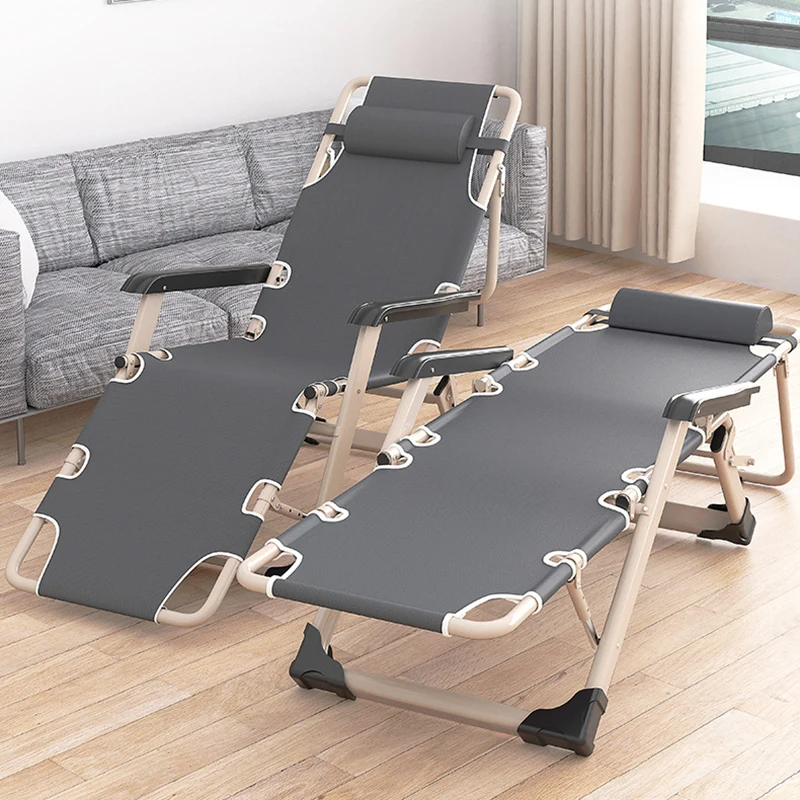 Lunch And Nap Dual Use Reclining Folding  Chair Backrest Leisure Outdoor Fold Chair Portable Beach Chair Marching Beds