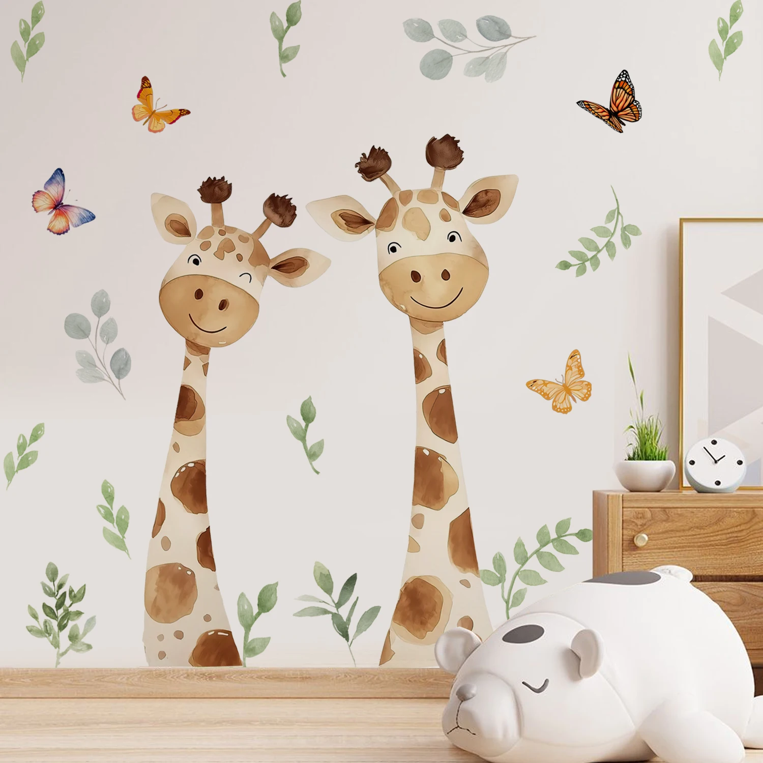 

Boho Cartoon Smiling Giraffe Butterfly Wall Sticker Nursery Child Room Art Vinyl Decal Kids Room Bedroom Living Home Decor