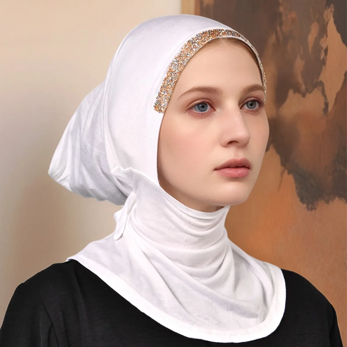 

New Turban Hat Women Hot Drilling Headscarf Bonnet Femme Musulman Inner Caps Muslim Wrap Head Scarf Turbante Indian Beanie Cap